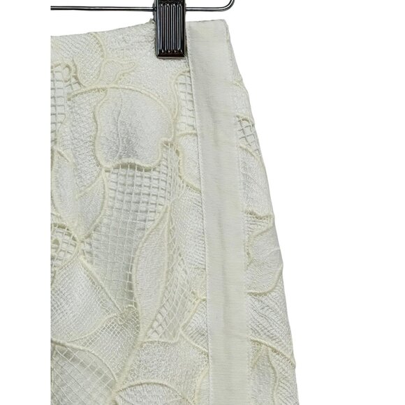 Grey Jason Wu Skirt Womens 2 Ivory White Lace Pencil Midi Lined‎ Floral Elegant - Picture 5 of 9